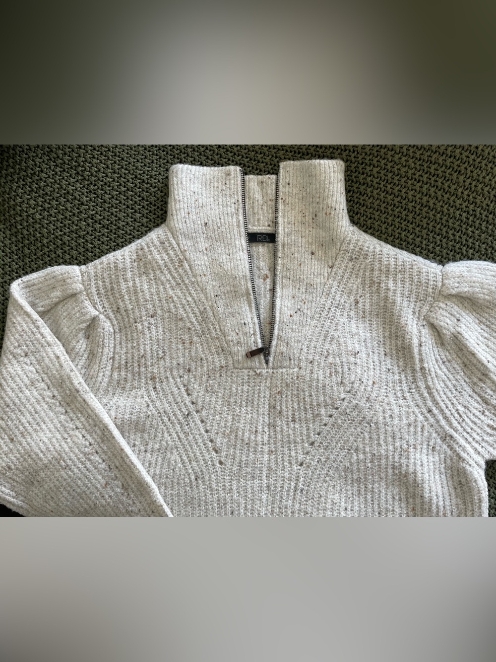 Cream Speckled Half-Zip Sweater - Picture 3 of 3